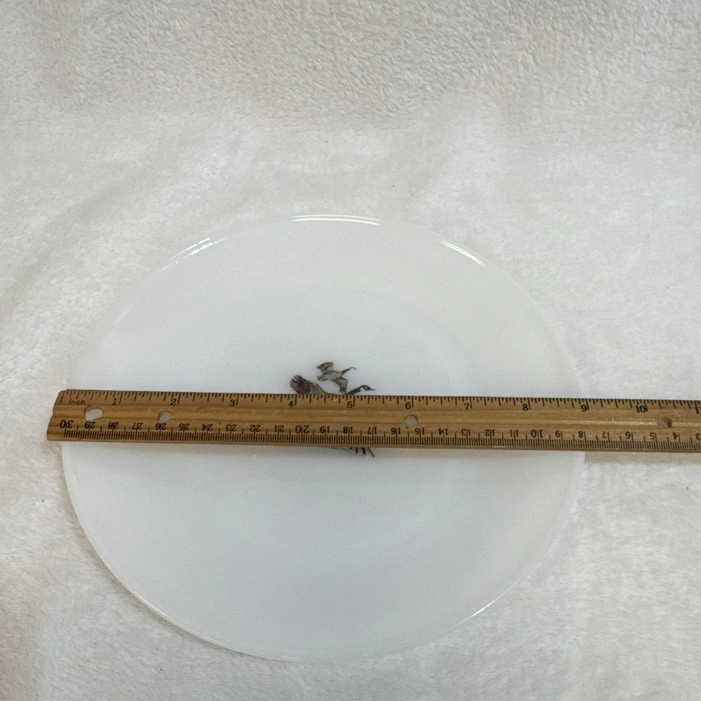 Fire-King Canada Goose Milk Glass Dinner Plate White 9 inch